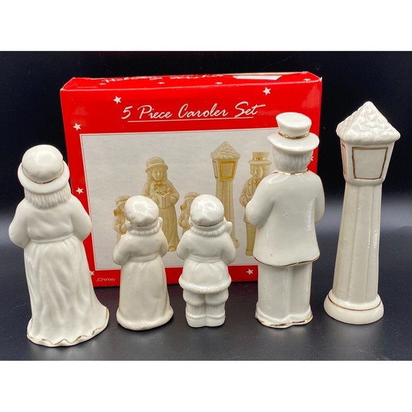 JC Penney Christmas 5pc Caroler Set Figurines Gold Accent NIB Holiday Decor - Picture 4 of 4